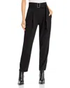 T Tahari Crepe Pull On Front Pleated Self Belted Pants In Black