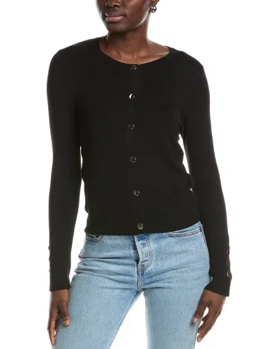 T Tahari Crew Neck Cardigan In Black