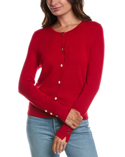 T Tahari Crew Neck Cardigan In Red