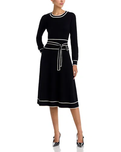 T Tahari Crewneck Belted Dress - Exclusive In Black