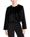 T Tahari Crewneck Faux Fur Shrug In Black