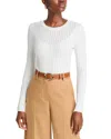 T Tahari Crewneck Ribbed Sweater In White Star