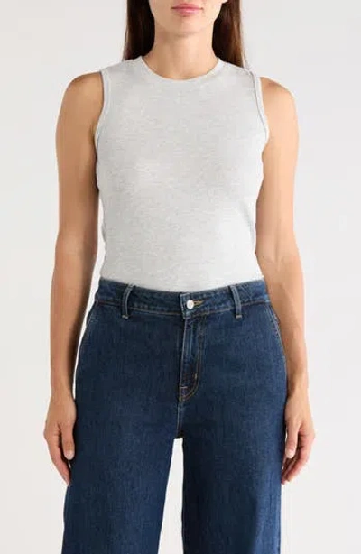 T Tahari Crewneck Ribbed Tank In Gray