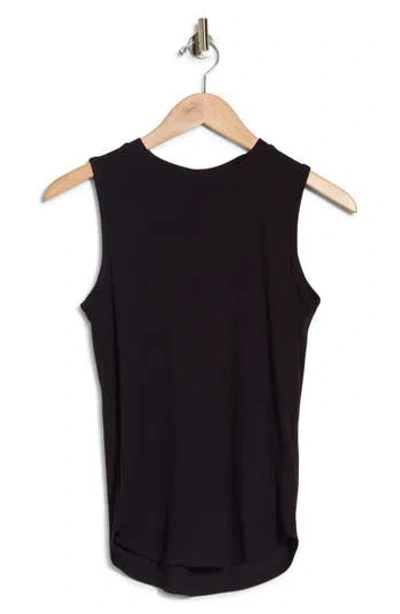 T Tahari Crewneck Ribbed Tank In Black