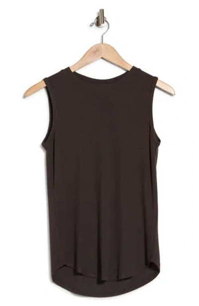 T Tahari Crewneck Ribbed Tank In Black