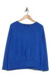 T Tahari Crewneck Scuba Sweatshirt In Luxe Mineral Blue