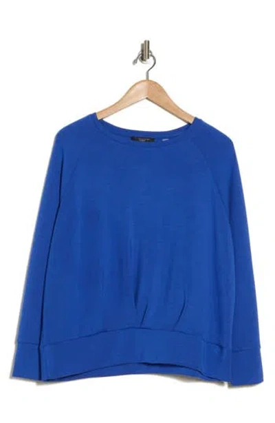 T Tahari Crewneck Scuba Sweatshirt In Luxe Mineral Blue