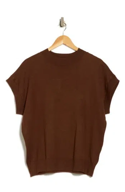 T Tahari Crewneck Shell Sweater In Brown