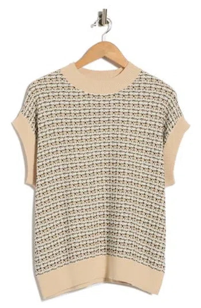 T Tahari Crewneck Shell Sweater In Gray