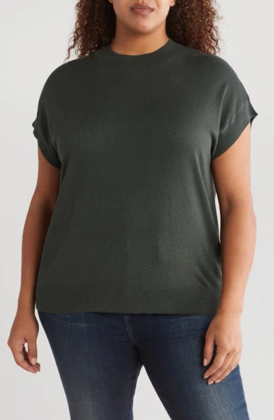 T Tahari Crewneck Shell Sweater In Jungle Green