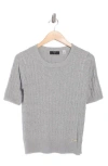 T Tahari Crewneck Short Sleeve Cable Knit Sweater