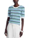 T Tahari Crewneck Sweater In Blue Marine And Green