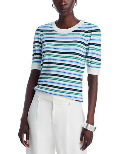 T Tahari Crewneck Sweater In Blue Marina And Green Wave Cb