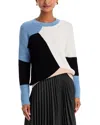 T Tahari Crewneck Sweater In Fountain Heather Combo