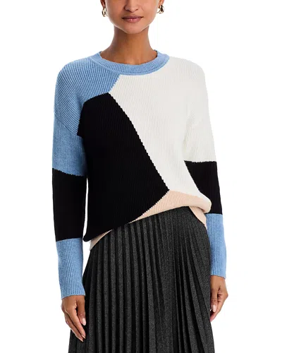 T Tahari Crewneck Sweater In Fountain Heather Combo