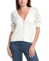 T Tahari Crochet Cardigan In White