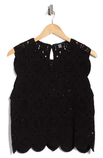 T Tahari Crochet Sweater Tank