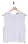 T Tahari Crochet Sweater Tank In White