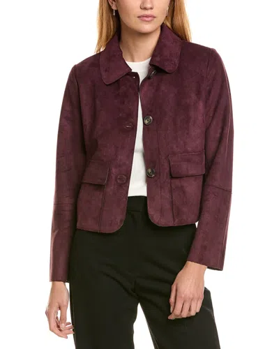 T Tahari Crop Faux Suede Jacket In Black