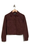 T Tahari Crop Faux Suede Jacket In Brown