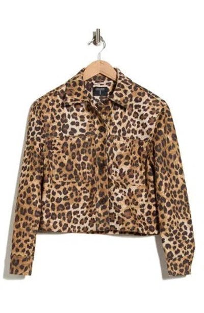 T Tahari Crop Faux Suede Jacket In Brown
