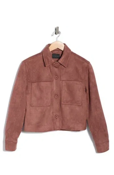 T Tahari Crop Faux Suede Jacket In Brown