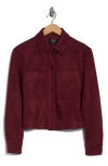 T Tahari Crop Faux Suede Jacket In Burgundy