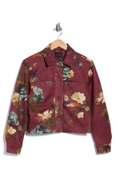T Tahari Crop Faux Suede Jacket In Purple