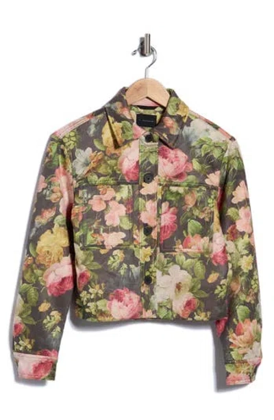 T Tahari Crop Faux Suede Jacket In Multi
