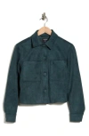 T Tahari Crop Faux Suede Jacket In Green