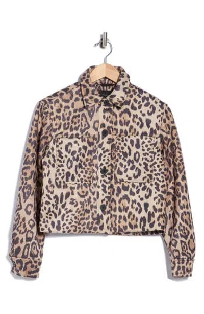 T Tahari Crop Faux Suede Jacket In Animal Print