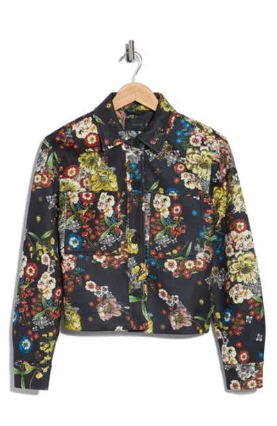 T Tahari Crop Faux Suede Jacket In Multi