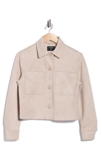 T Tahari Crop Faux Suede Jacket In Neutral