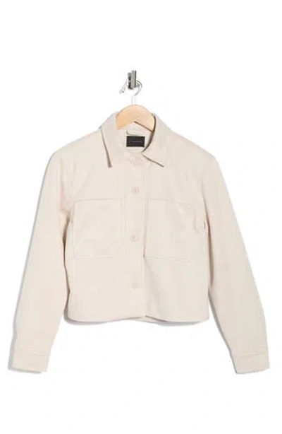T Tahari Crop Faux Suede Jacket In Neutral