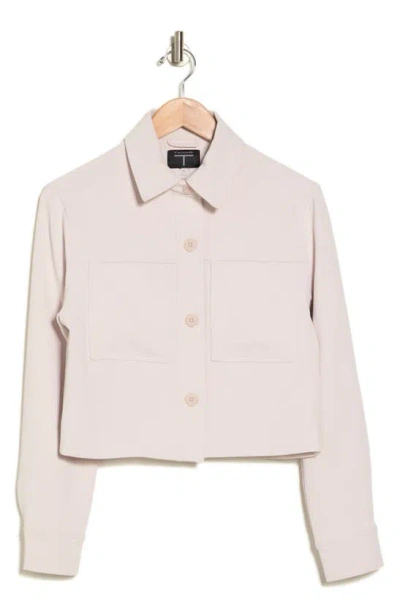 T Tahari Crop Jacket In Pink Beige