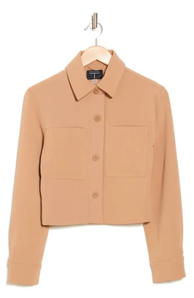 T Tahari Crop Jacket In Toffee
