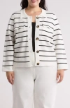 T Tahari Crop Sweater Jacket In White