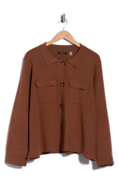 T Tahari Crop Sweater Jacket In Brown