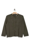 T Tahari Crop Sweater Jacket In Olive