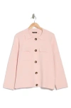 T Tahari Crop Sweater Jacket In Pale Pink