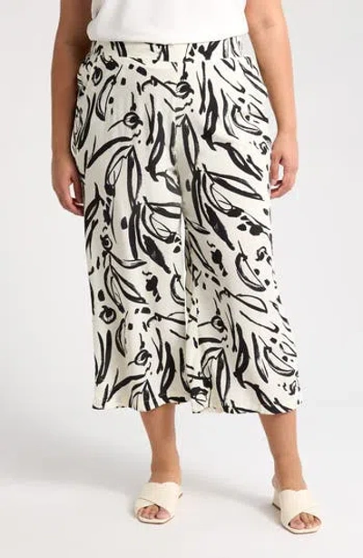 T Tahari Crop Wide Leg Palazzo Pants In White