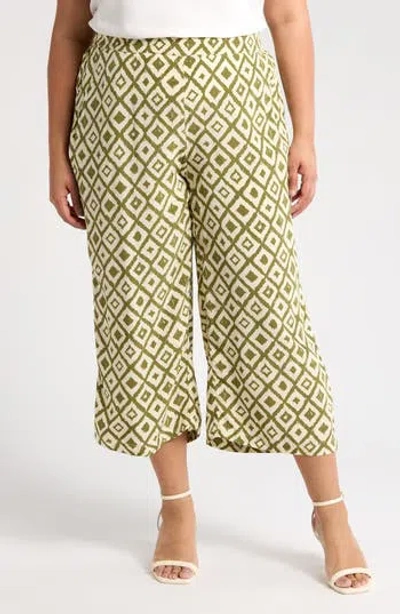 T Tahari Crop Wide Leg Palazzo Pants In Green