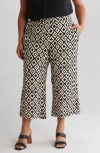 T Tahari Crop Wide Leg Palazzo Pants In Ivory/black Aztec