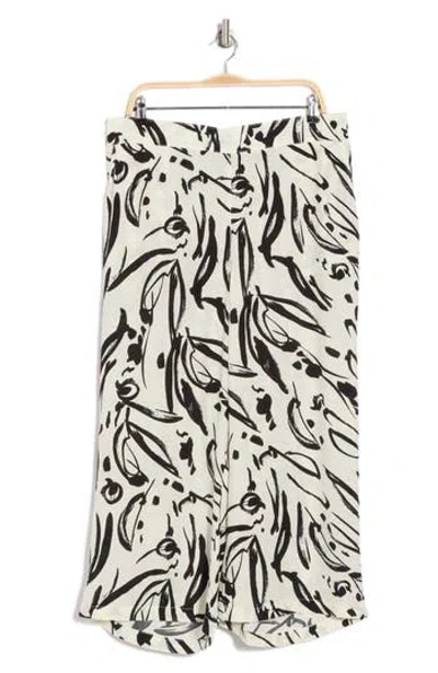 T Tahari Crop Wide Leg Palazzo Pants In Ivory/black Paint St