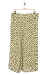 T Tahari Crop Wide Leg Palazzo Pants In Ivory/green Aztec