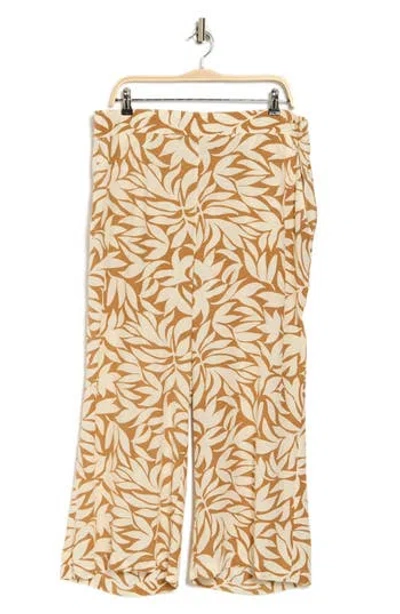 T Tahari Crop Wide Leg Palazzo Pants In Toffee/ivory Print
