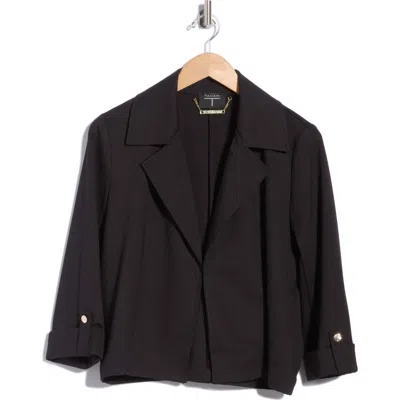 T Tahari Cropped Button Tab Sleeve Jacket In Black