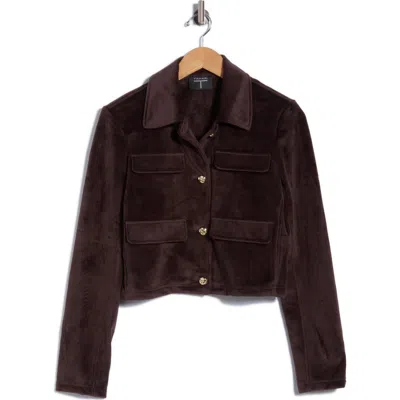 T Tahari Cropped Corduroy Jacket In Brown