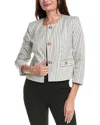 T Tahari Button Front Cropped Jacket In Neutral