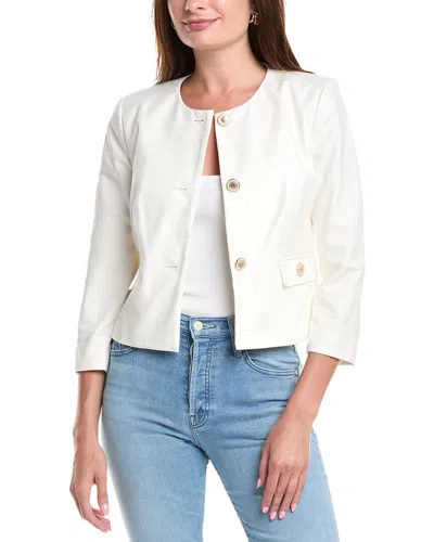 T Tahari Cropped Jacket In White